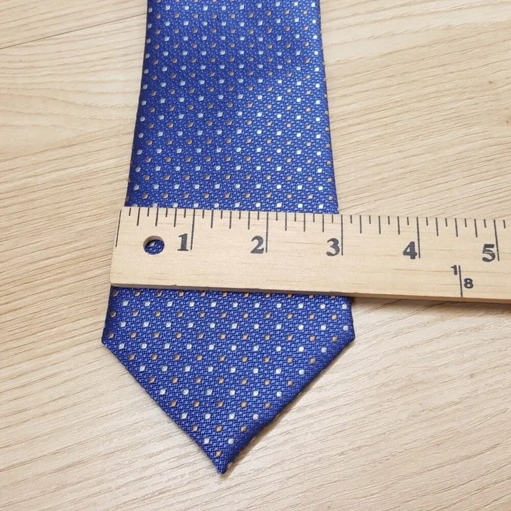 BLOOMINGDALES MENS STORE Neck Tie Blue Textured Dot 100% Silk Classic Necktie